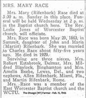 Race, Mary (Rifenbark)(Obit)